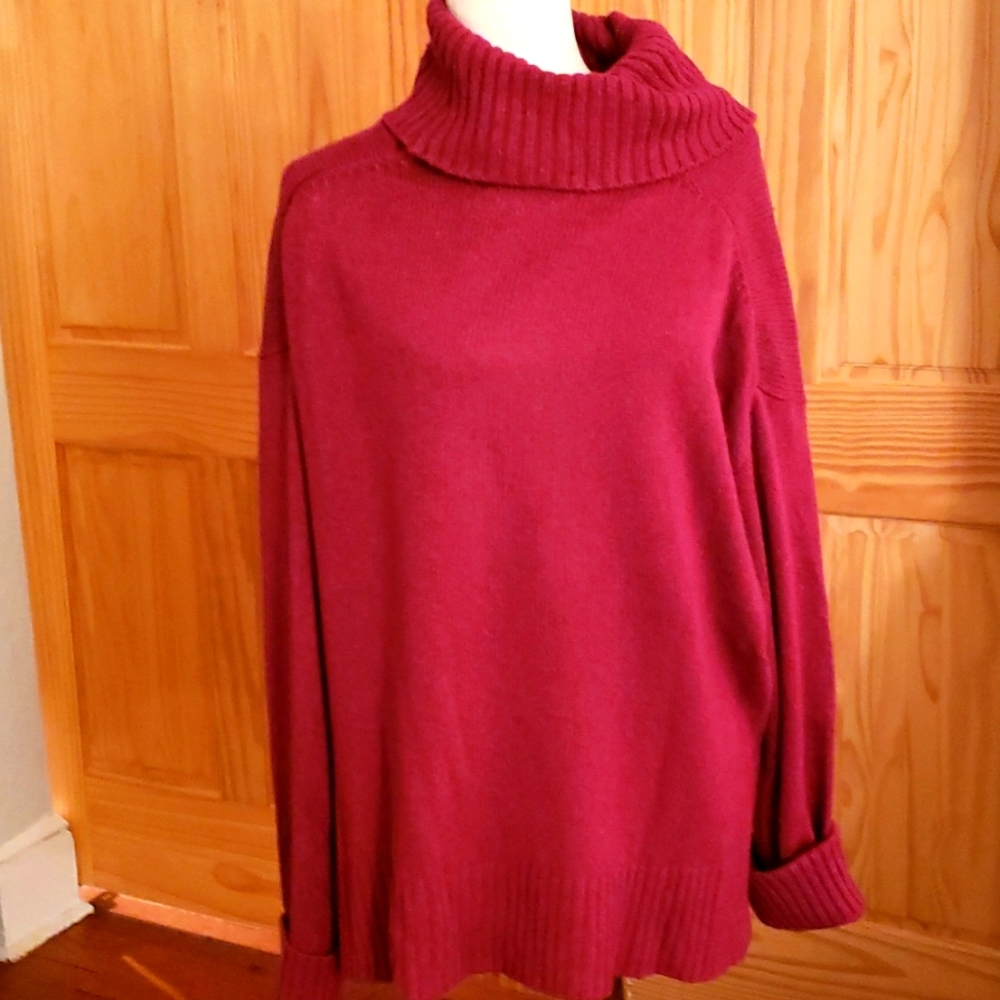 Anthropologie Raspberry Cowel Neck Sweatet